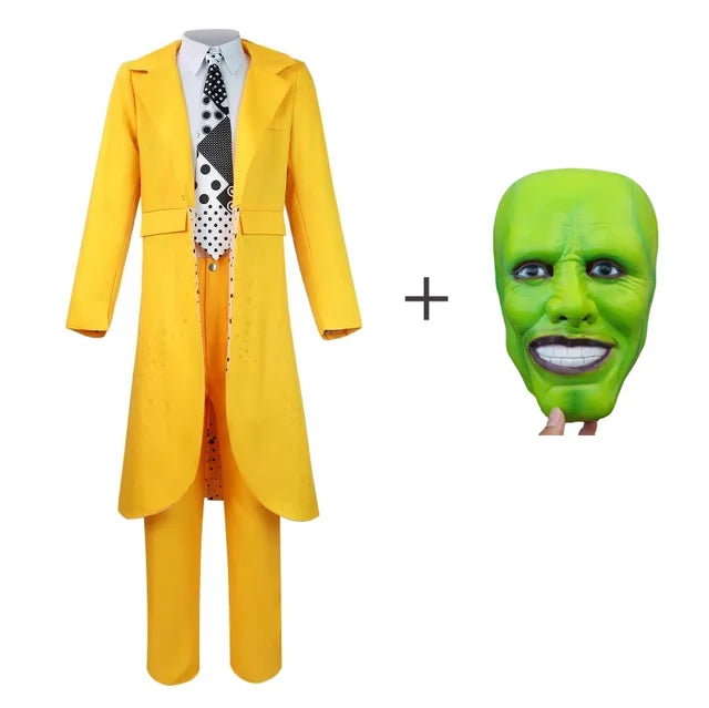 Kaukė Cosplay Kostiumas – Helovinas Carrey cosplay uniforma, geltona skrybėlė, Jim Klounas vyrams