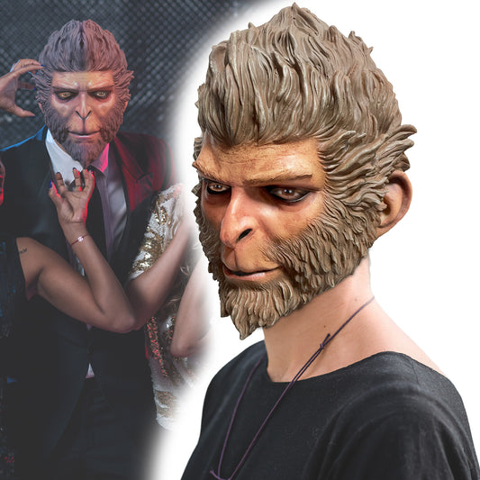 Helovino Wukong kaukė – Juodojo mito beždžionės Cosplay galvos apdangalas